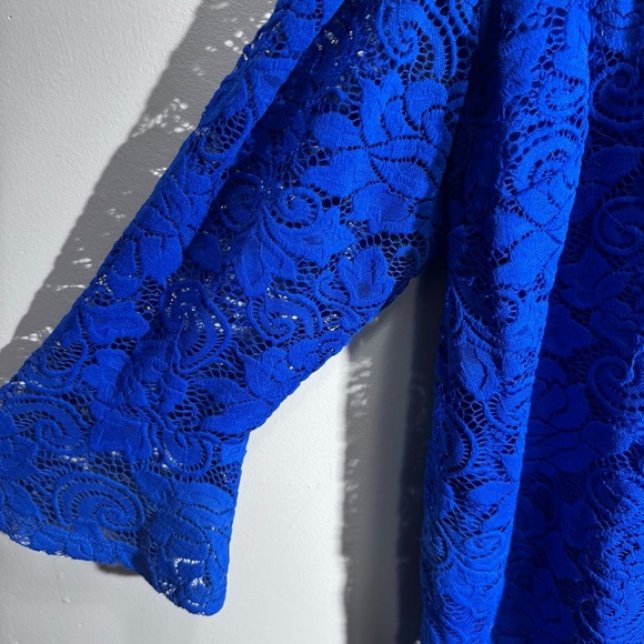 INC International Concepts Blue Cold Shoulder Lace Blouse Size 1x NWT Brand New - Picture 7 of 8